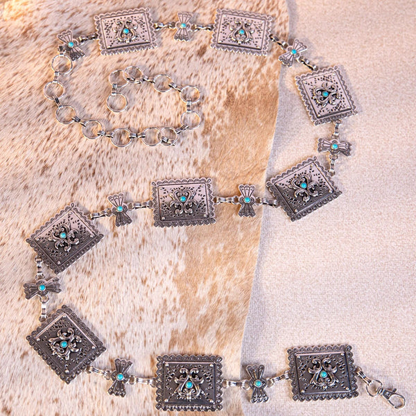 Wrangler Boho Concho Chain Link Belt - Broken horn