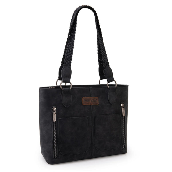 Wrangler Braided Detail Multi Pockets Concealed Carry Tote - Broken horn