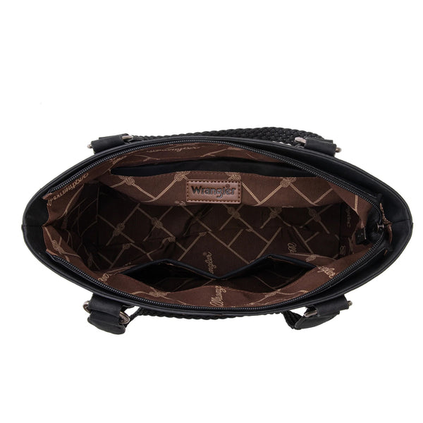 Wrangler Braided Detail Multi Pockets Concealed Carry Tote - Broken horn