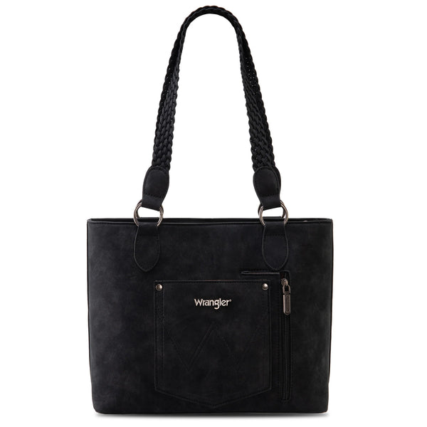 Wrangler Braided Detail Multi Pockets Concealed Carry Tote - Broken horn