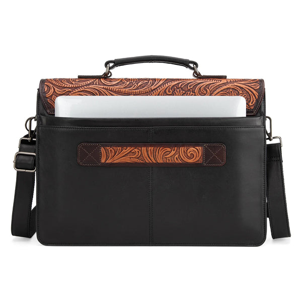 Wrangler Genuine Leather Weatern Vintage Tooled Bag - Broken horn