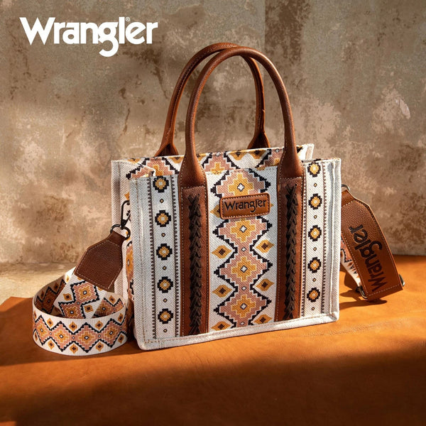 Wrangle Allover Aztec Dual Sided Crossbody Canvas Tote/CrossBody - Broken horn