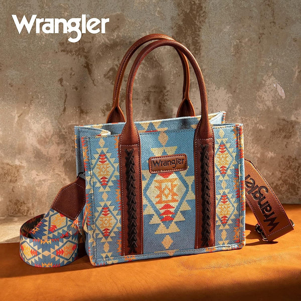 Wrangle Allover Aztec Dual Sided Crossbody Canvas Tote/CrossBody - Broken horn