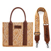Wrangler Denim Denim Frayed Fringe Canvas Tote/Crossbody - Brown - Broken horn