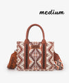 Wrangler Aztec Print Whipstitch Canvas Tote Bag - Broken horn