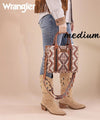 Wrangler Aztec Print Whipstitch Canvas Tote Bag - Broken horn