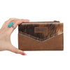 Wrangler Genuine Hair-On Cowhide Card Holder Bi-Fold Wallet - Broken horn