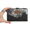 Wrangler Genuine Hair-On Cowhide Card Holder Bi-Fold Wallet - Broken horn