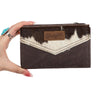 Wrangler Genuine Hair-On Cowhide Card Holder Bi-Fold Wallet - Broken horn