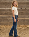 Girls Western Basic Jeans with Dark Wash - Broken horn