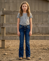 Girls Western Basic Jeans with Dark Wash - Broken horn