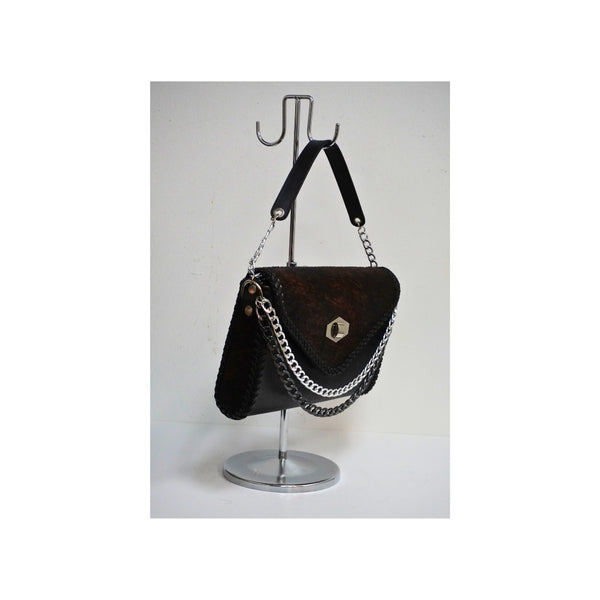 Litza Flap Purse w/Cowhide - Dark Brown - Broken horn