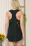 V-Neck Sleeveless Top With Side Lace Detail - Black
