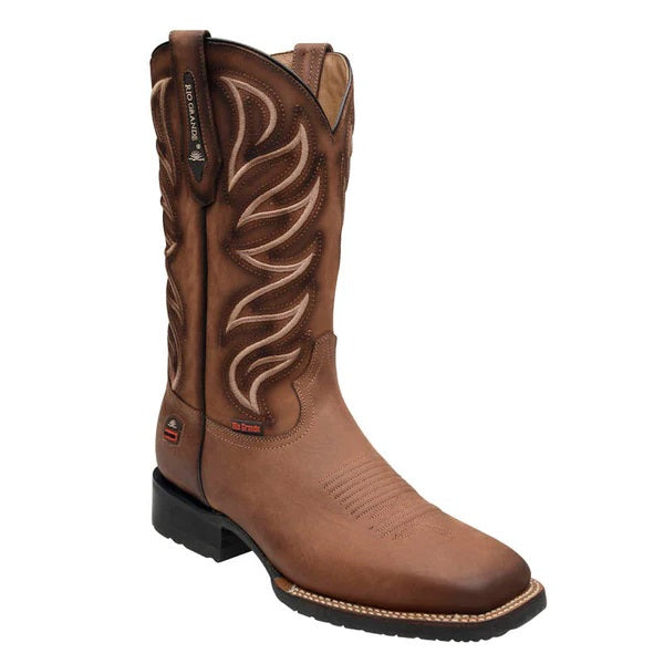 Rio Grande Michigan Western Boots - Wide Square Toe - Broken horn