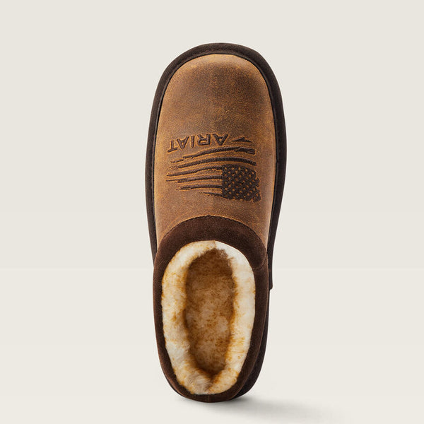 Ariat Boys Patriot Square Toe Slipper - Dusty Brown Suede - Broken horn