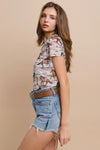 Western Horse Stables Print Mesh Casual Tee - Broken horn