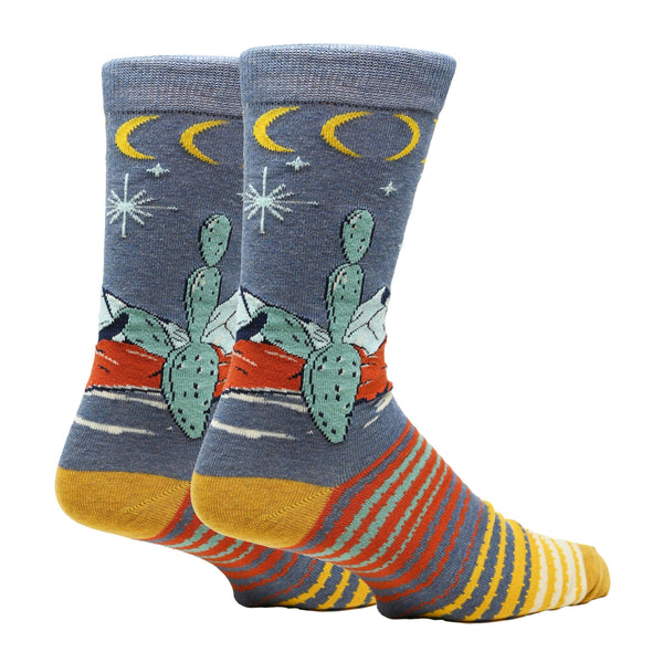 Desert Nights | Men's Premium Cotton Crew Dress Socks - Broken horn