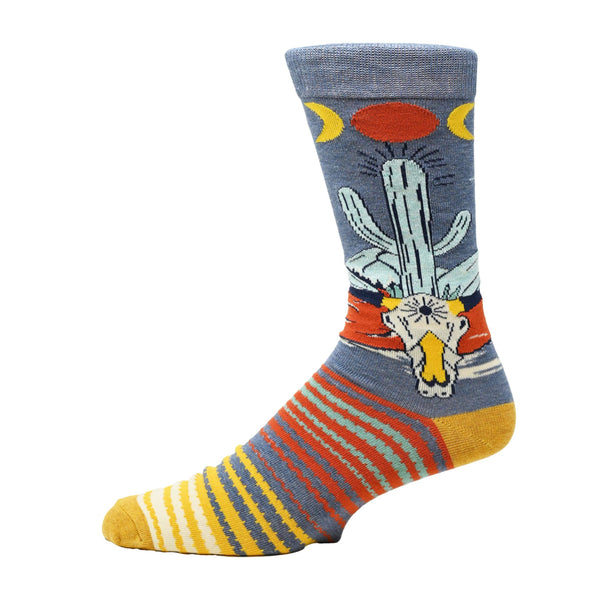 Desert Nights | Men's Premium Cotton Crew Dress Socks - Broken horn