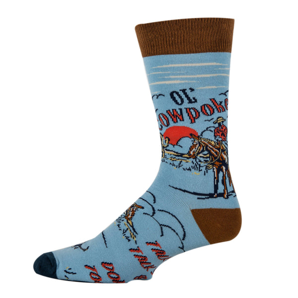 Cowpoke | Men's Western Novelty Crew Socks - Broken horn