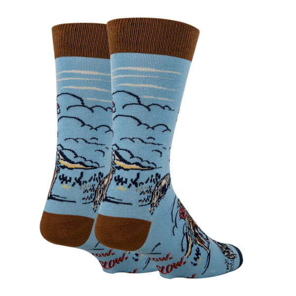 Cowpoke | Men's Western Novelty Crew Socks - Broken horn