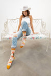 Saddle Up | Women's Western Cowgirl Crew Socks - Broken horn