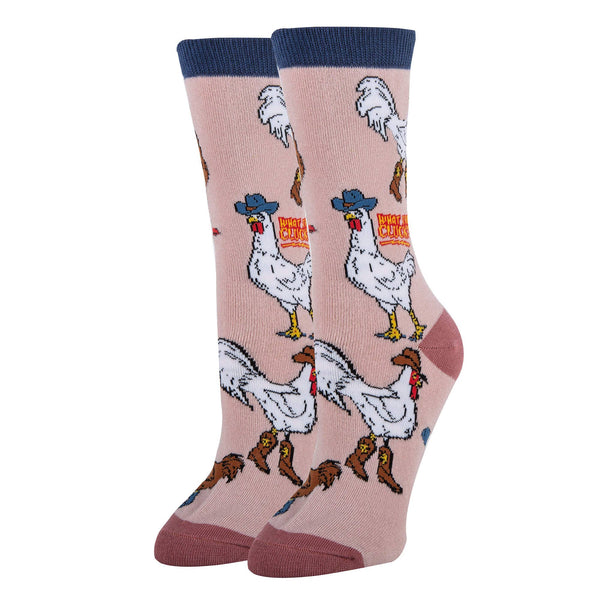 What the Cluck | Women's Novelty Cotton Crew Socks - Broken horn