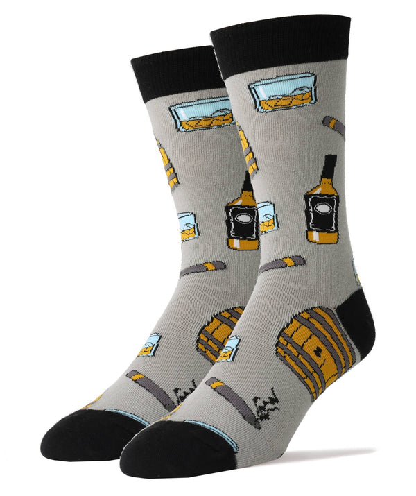 Whiskey Me | Men's Cotton Crew Funny Socks - Broken horn
