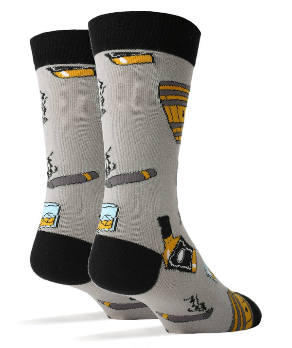 Whiskey Me | Men's Cotton Crew Funny Socks - Broken horn
