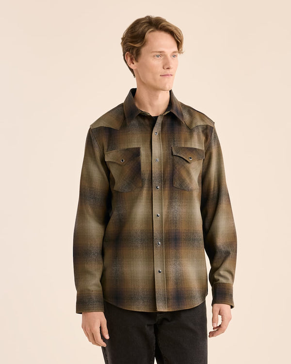 Pendleton Men's Plaid Snap Front Western Canyon Shirt - Broken horn