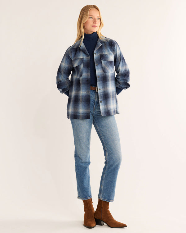 Pendleton Women's Boyfriend Board Shirt - Blue Mix Ombre - Broken horn