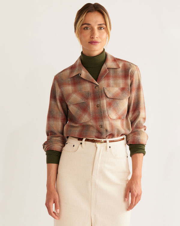 Pendleton Women's Boyfriend Board Shirt - Copper Gold Ombre - Broken horn