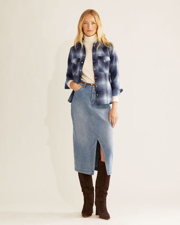 Pendleton Women's Snap Front Canyon Shirt - Blue Ombre Mix - Broken horn