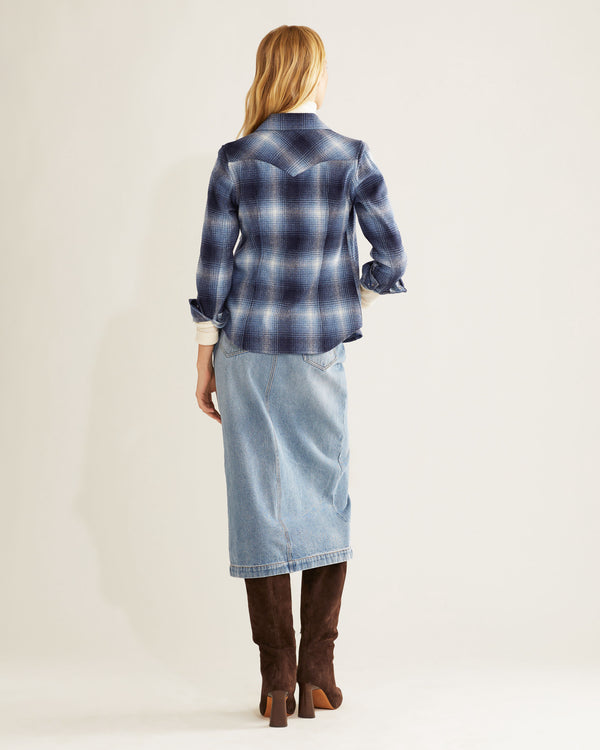 Pendleton Women's Snap Front Canyon Shirt - Blue Ombre Mix - Broken horn