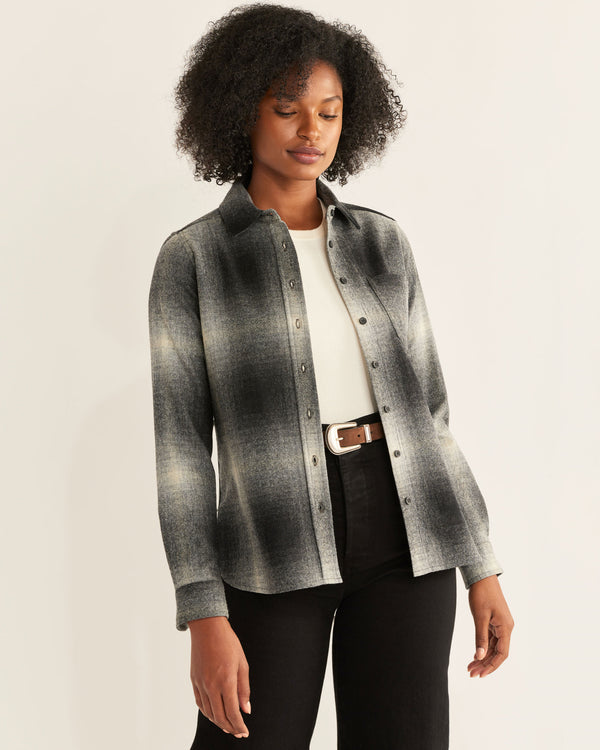 Pendleton Womens Meredith Wool Shirt - Black & White Ombre - Broken horn