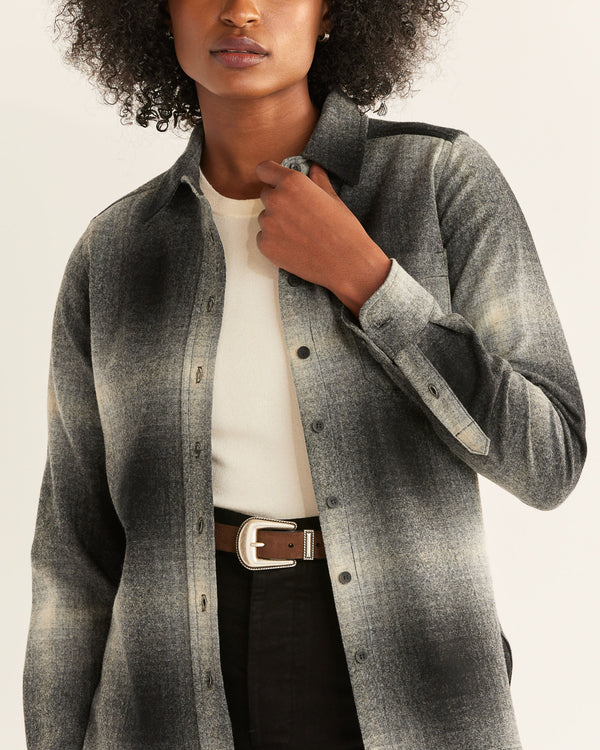 Pendleton Womens Meredith Wool Shirt - Black & White Ombre - Broken horn