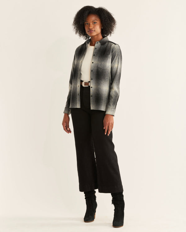 Pendleton Womens Meredith Wool Shirt - Black & White Ombre - Broken horn