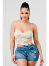 Floral Sweetheart Ruffled Hook Cami Bustier Top Pink/Green - Broken horn