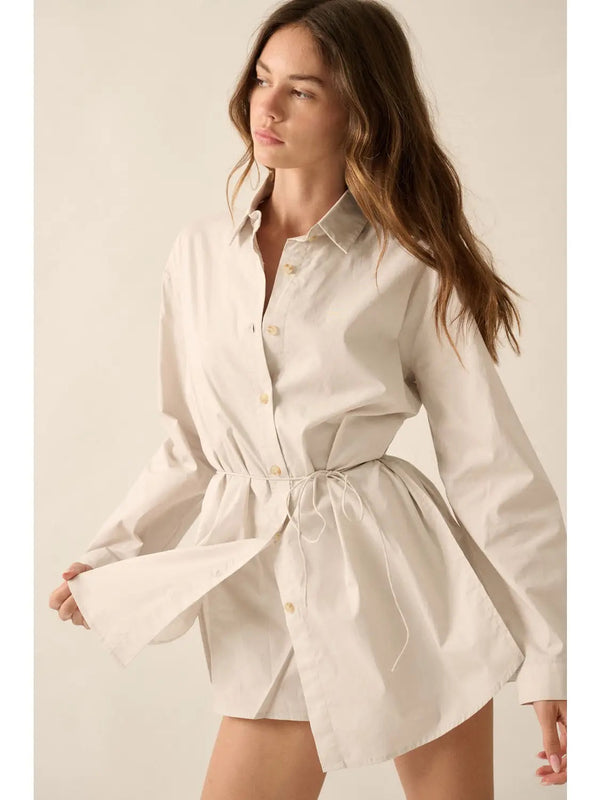 Solid Collar-Neck Layered Yoke Back Romper - Broken horn