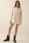 Solid Collar-Neck Layered Yoke Back Romper - Broken horn