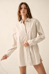 Solid Collar-Neck Layered Yoke Back Romper - Broken horn