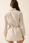 Solid Collar-Neck Layered Yoke Back Romper - Broken horn