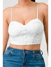 Lux Super Stretch Mesh Pattern Layered Bustier Top - White