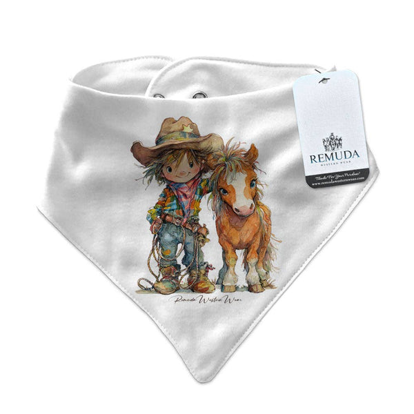 Pony Pals Cowboy - Infant / Toddler Western Bandana Bib - Broken horn