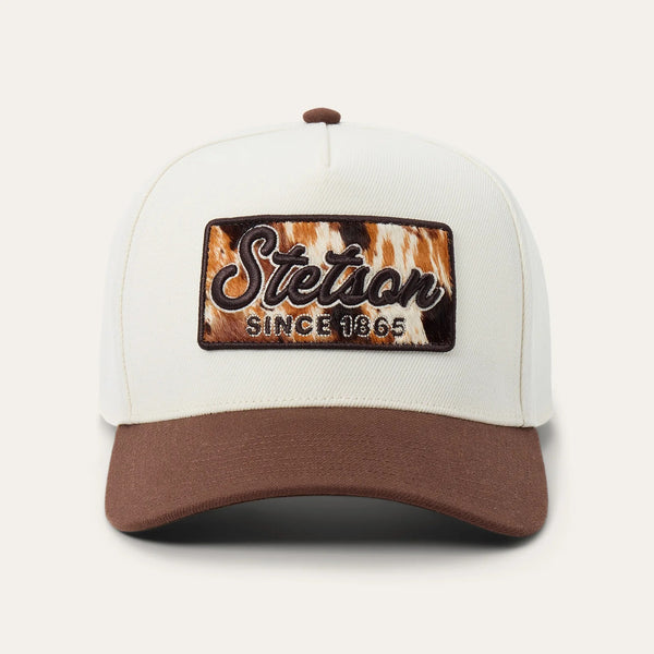 Stetson Cowhide Patch Trucker Cap - Broken horn