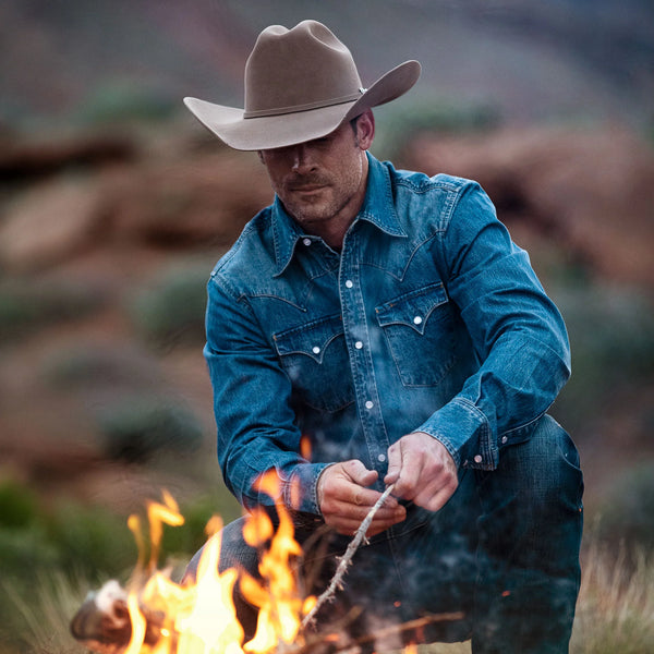 RHE HATCO, INC Stetson Shasta 10x Premier cowboy hat in Silverbelly felt with a wide brim and classic western style.