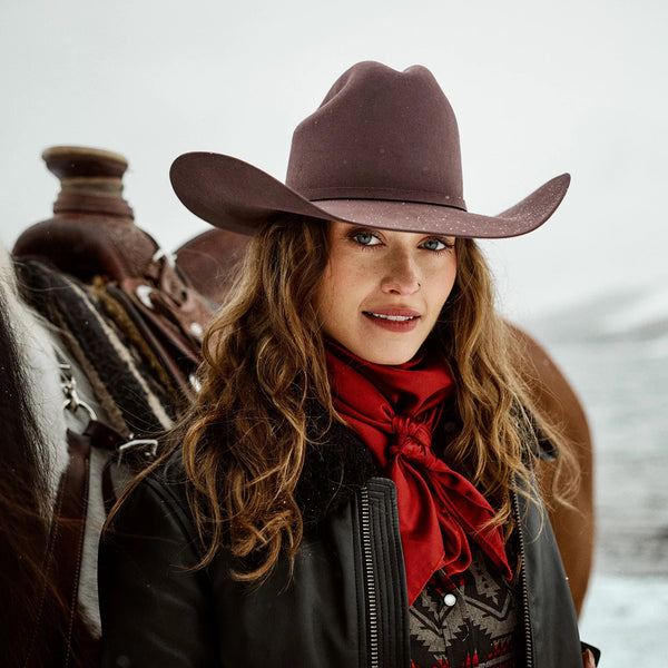 Stetson El Patron 91 Premier 30x Cowboy Hat -Mulberry - Broken horn