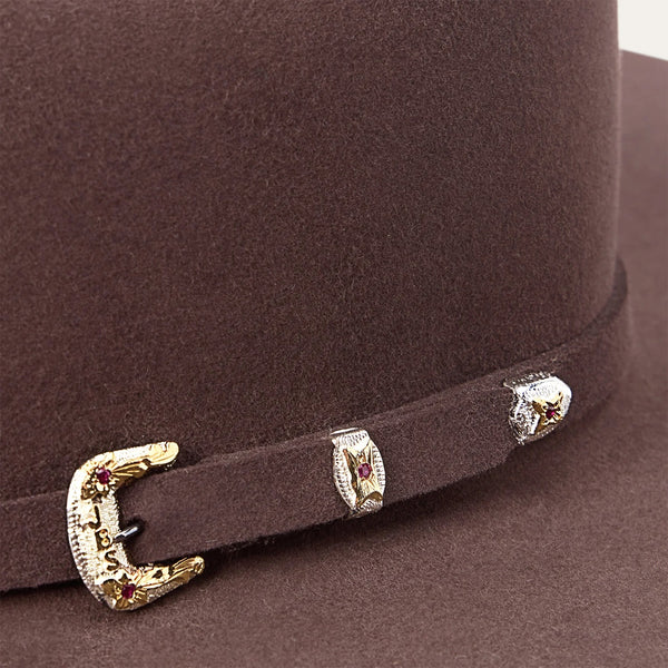 Stetson El Patron 91 Premier 30x Cowboy Hat -Mulberry - Broken horn