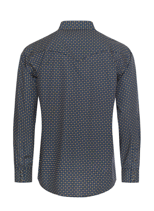 Rodeo Men's Western Pearl Snap Print Shirt - Broken horn