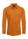 Rodeo Men's Western Solid Cotton Twill Snap Shirt - Cognac - Broken horn