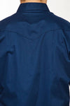 Rodeo Men's Western Solid Cotton Twill Snap Shirt - Navy - Broken horn
